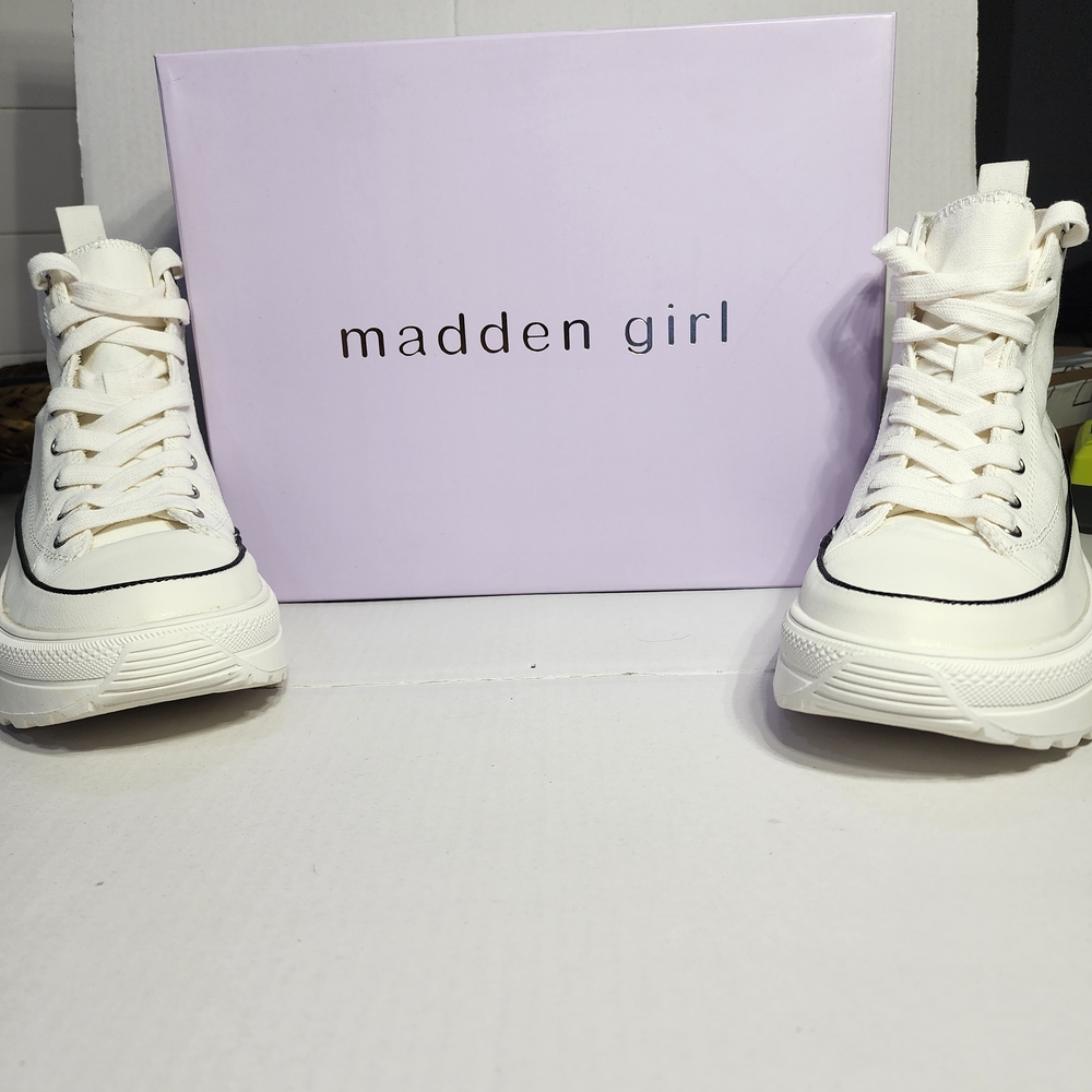 Madden Girl Women's White High-Top Platform Sneakers